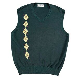 Fairway & Greene Green Argyle V-Neck Golf‎ Sweater Vest Sz Large